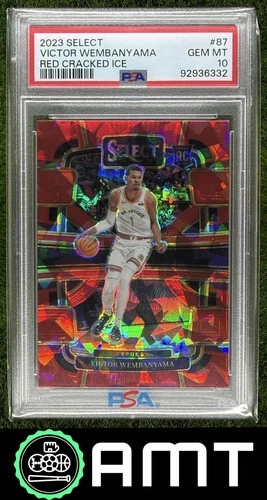 Victor Wembanyama RC PSA 10 2023-24 Panini Select Red Cracked Ice Prizm 6332