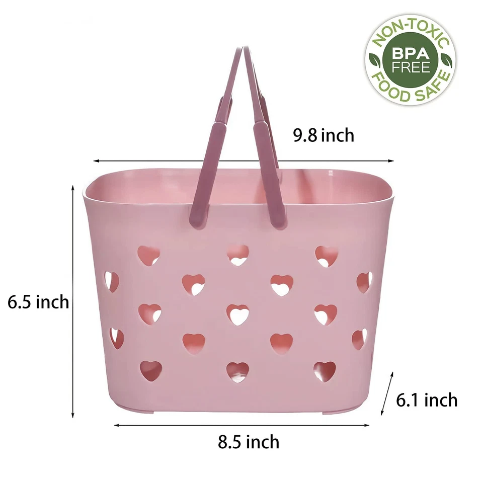 Organizador de dormitorio universitario, bolsa para carrito de ducha, cubo de almacenamiento de plástico, rosa Foto 2 de 4