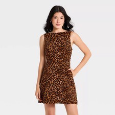 Women's Sleeveless Boat Neck Mini Dress - A