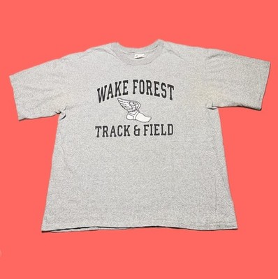 Vintage 1990s Wake Forest Track & Field Graphic Heather Gray T Shirt Size 2XL