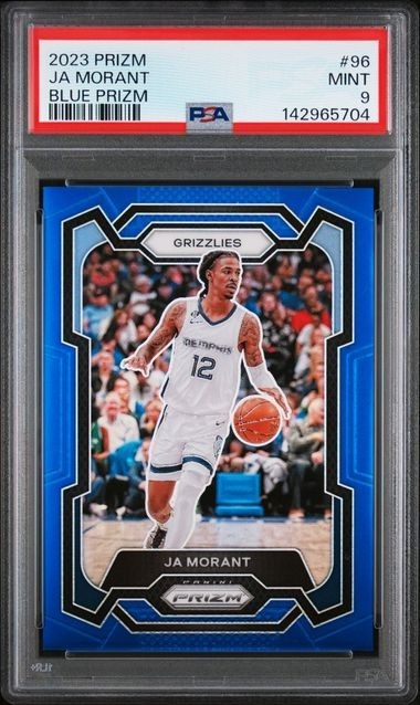 2023 PANINI PRIZM 96 JA MORANT BLUE PRIZM /150 PSA 9