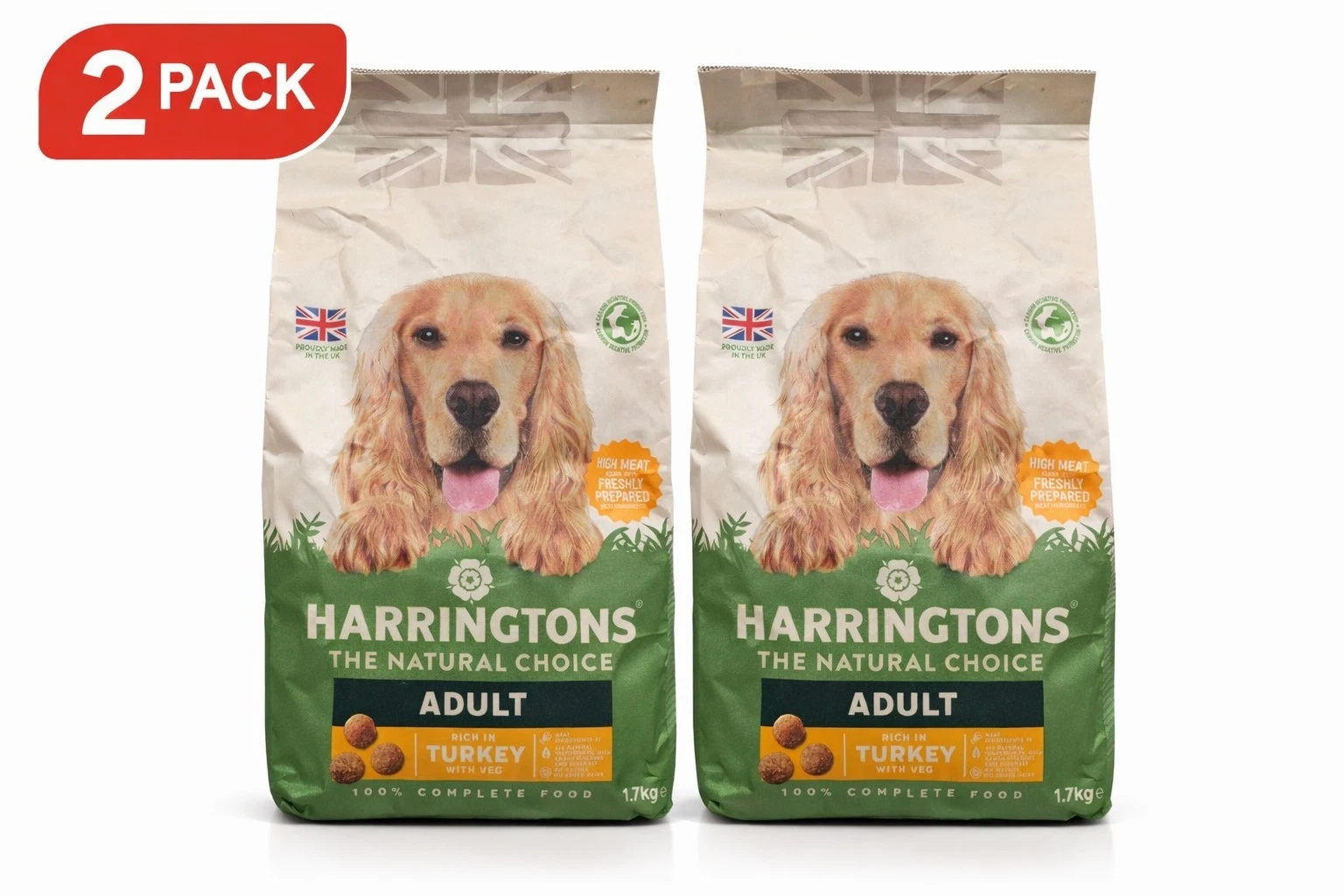 2 x Harrington's Dry Dog Food 1.7kg Adult Turkey