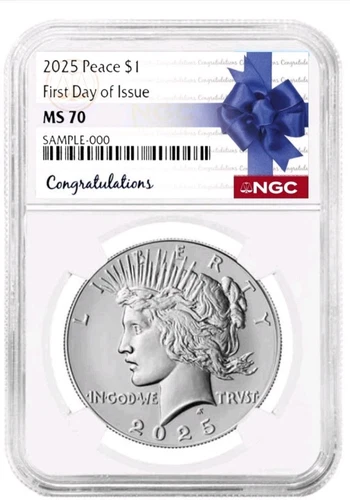 Presale 2025 Peace Uncirculated Silver Dollar $1 NGC MS70 First Day Issue FDI