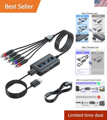 HDMI to Component Converter Cable with Scaler Function, 1080P HDMI to YPbPr S...