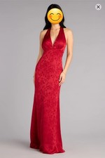 New X-small Windsor Red Floral Backless Dress. NWT.