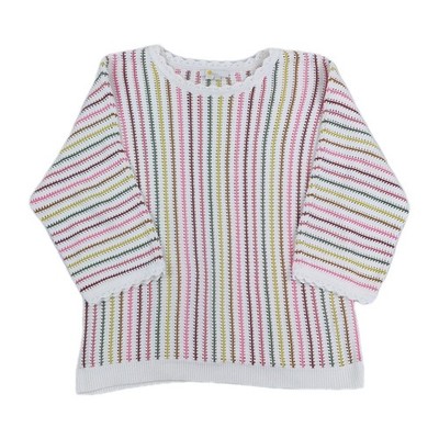 Boden Gr. UK 14 weiß bunt Strick Fledermaus Freizeit Pullover Streifen süß 