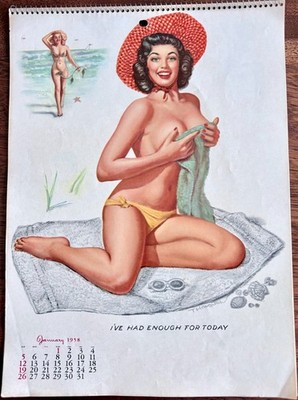 1958 calendar pin-up art piece by T.N. Thompson