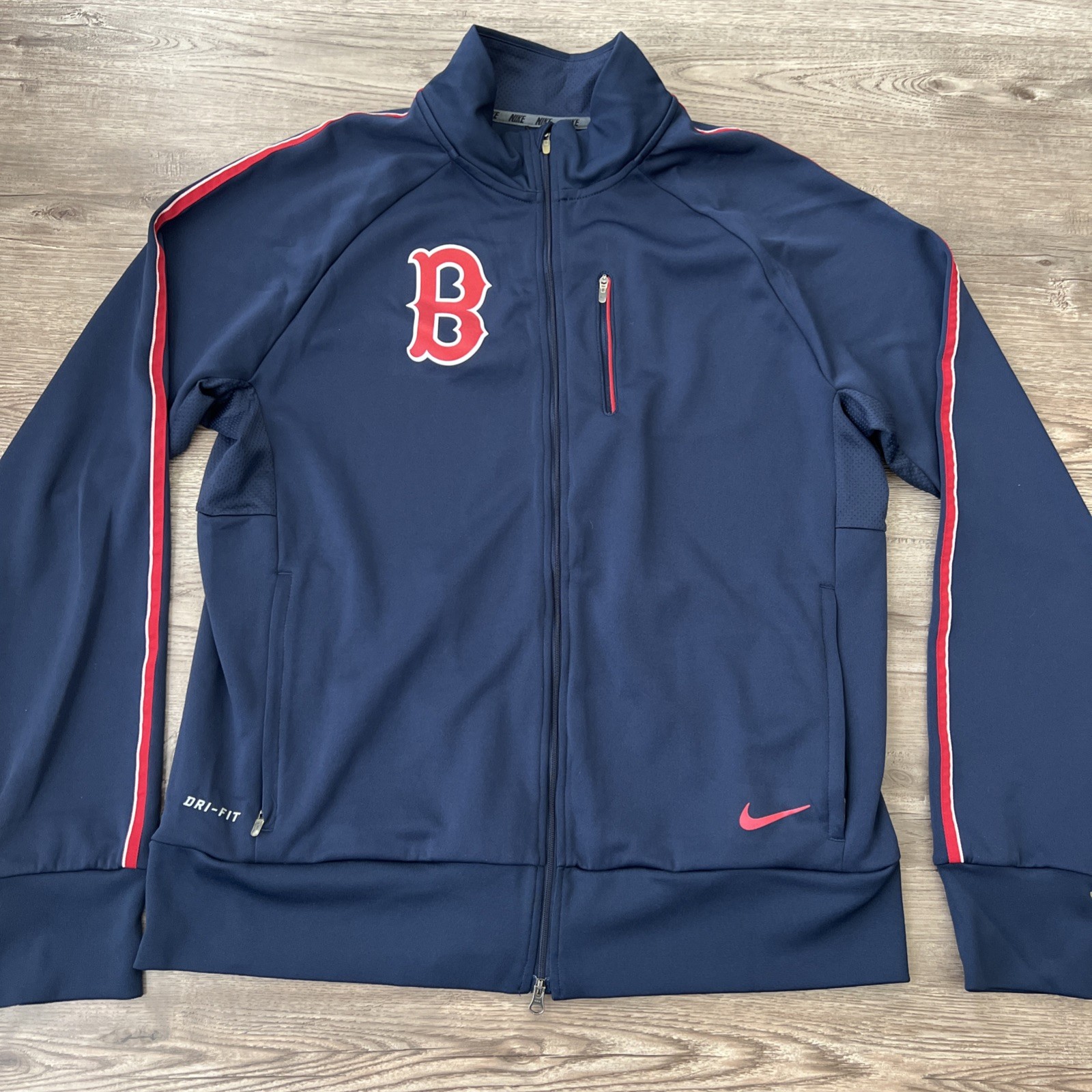 SACAI X NIKE Nike Boston Red Sox Full Zip Track Jacket Uomo Grande Blu Logo Dri Fit Baseball