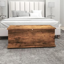 Extra Large Wooden Storage Box with Lid Trunk Smoked Rustic Chest Coffee Table