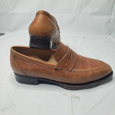 RICCARDO BESTETTI BROWN TEXTURED LEATHER PENNY LOAFER SIZE 6 HAND MADE IN ITALY