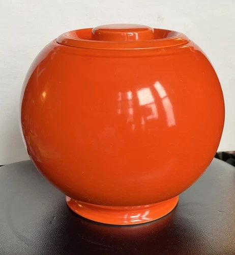 Vintage 30s-40s Fiesta Kitchen Kraft Large RED  Ball Cookie Jar Canister