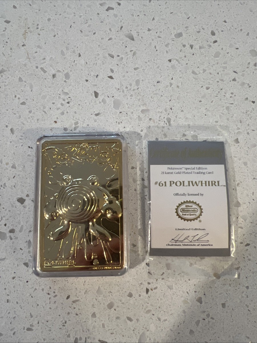 pokemon limited edition 23k gold plated trading card poliwhirl Pokmon Burger King Pokmon 1999 #61 Pokemon Limited Edition 1999 Burger