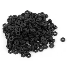 Metric M2 Thread Nylon Insert Lock Screw Hexagon Hex Nuts Black 100pcs