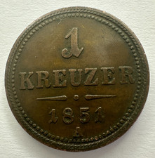 1851 A Austria moneta da 1 incrociatore, rame, 22,5 mm, ottime condizioni