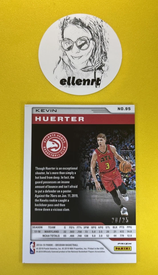 2018-19 Panini Obsidian Kevin Huerter Orange Electric Etch /25 Rookie #95 RC - Image 4 of 4