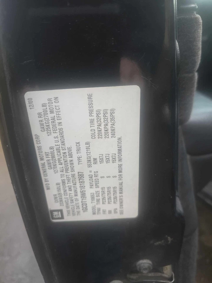 2001-2002 S10/S15/SONOMA TRUCK **RECENT JASPER REMAN** ENGINE MOTOR 4.3L - Image 4 of 4