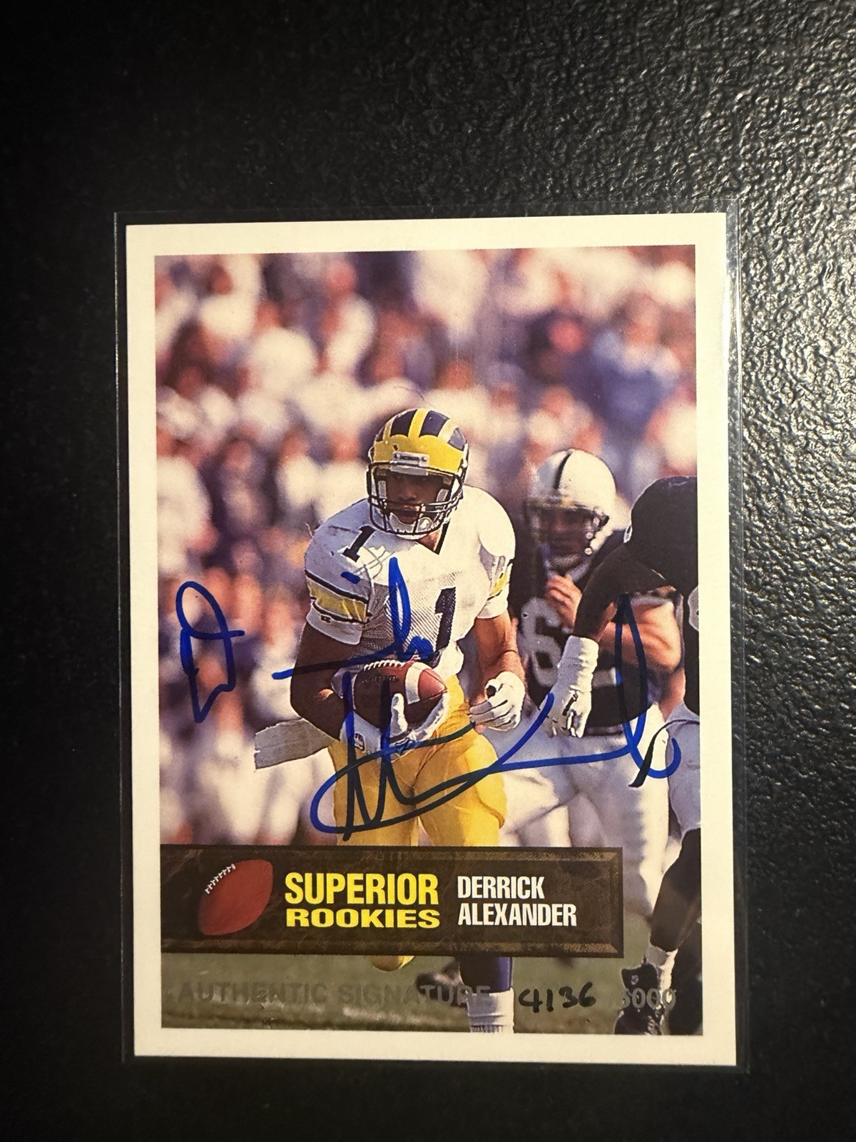 Derrick Alexander 1994 Superior Rookies #60 Auto Authentic 4136/5000 Michigan U