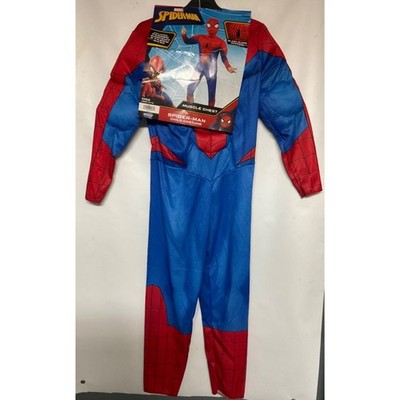 SpiderMan Spidey costume padded stretchy marvel youth large Halloween read mask