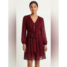 Tommy Hilfiger Floral Tie-Waist Long Sleeve Dress Size 10