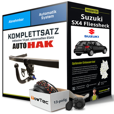 Für SUZUKI SX4 Fl. Classic EY,GY Anhängerkupplung abnehmbar +eSatz 13pol uni 06-
