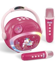 Mini Karaoke Machine Portable Bluetooth Speaker w/ 2 Wireless Microphone