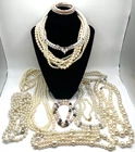 Vintage Modern Faux Pearl Costume Jewelry Lot 9 Necklaces & 3 Bracelets