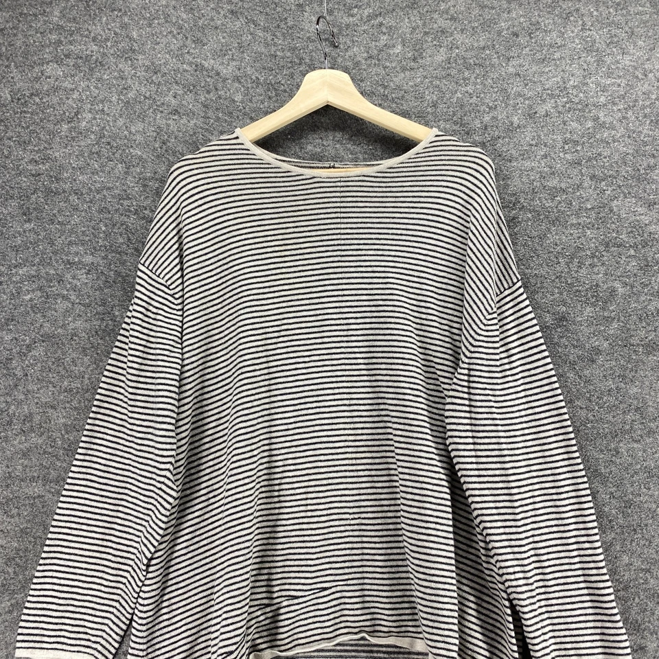 Suéter Pullover Sin Marca Mujer M Mediano Negro Rayas Tejido Cachemira Informal Foto 2 de 4