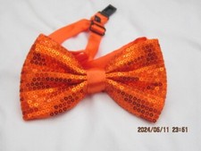 Halloween Tuxedo Tuxedos ORANGE Sequin Adjustable Strap Bow Tie Bowtie-Brand New