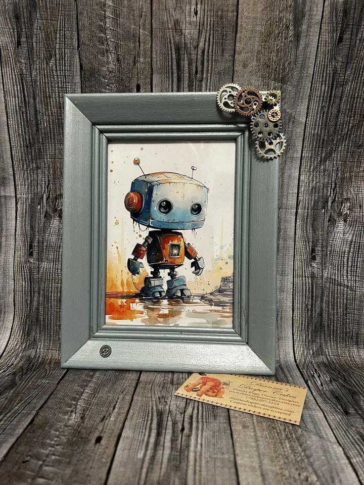 Robot Nursery Wall Decoration Print Boys Baby Shower Gift Present Newborn 5x7 - Image 2 of 4