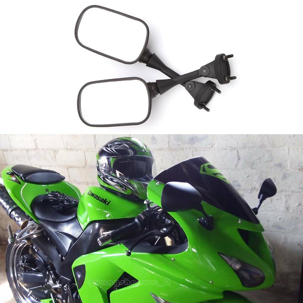 ② RECTANGLE BLACK REARVIEW MIRRORS FOR MOTORCYCLE KAWASAKI NINJA ZX