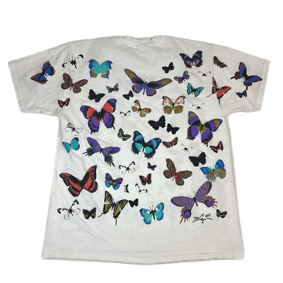 Vintage 90's AOP Butterfly Graphic T Shirt Colorful Size XL | eBay