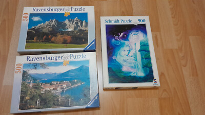 3 Puzzles von Landschaften, Fantasy, je 500 Teile; je 6,00  