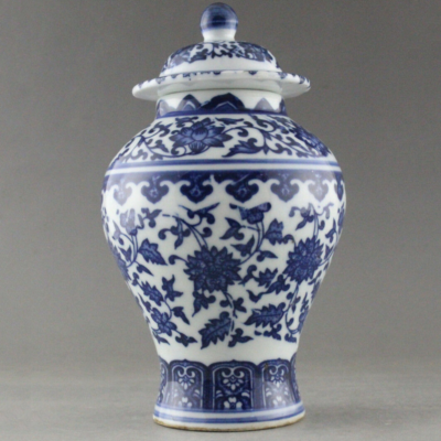 Antique China Hand Painted Flower Blue and White Porcelain Vase
