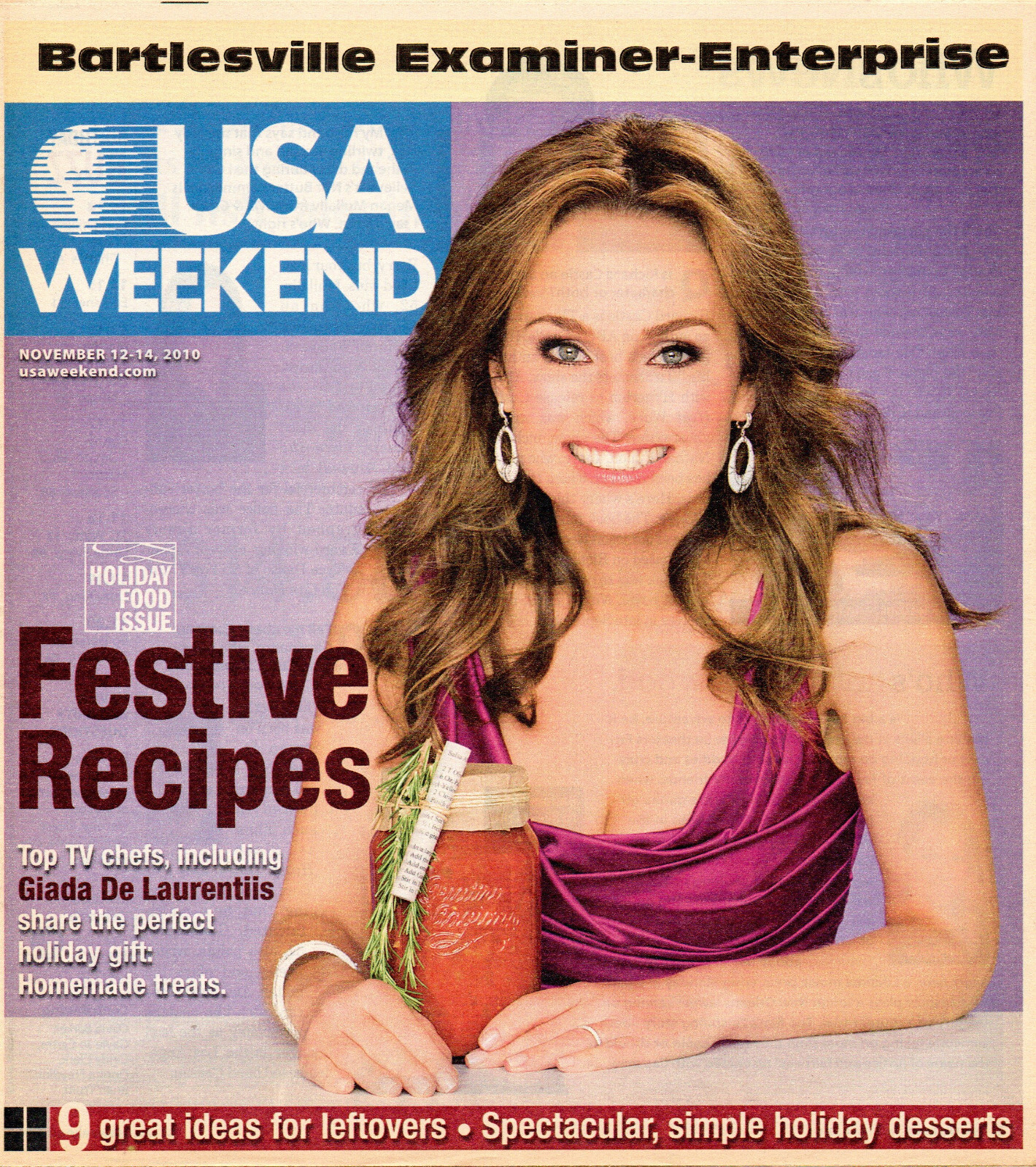 USA WEEKEND Magazine November 12-14 2010 Giada De Laurentiis Holiday Food Issue