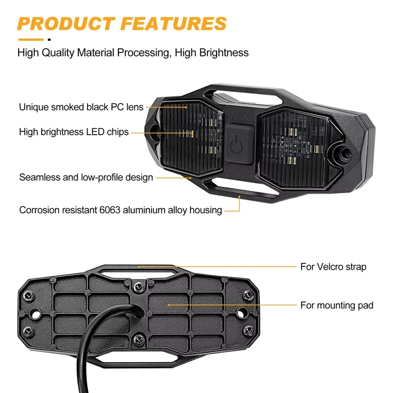 Универсальный купольный светодиодный фонарь с креплением на рулон для вездехода Polaris Ranger RZR XP 1000 ATV - Изображение 4 из 4