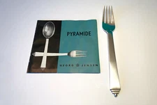 1 GEORG JENSEN PYRAMID VTG Sterling Silver Dinner Fork 7.25 IN SUPER COND!!  #12