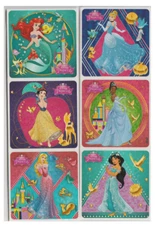 25 Disney Princess Glitter Stickers, Assorted 2.5" x 2.5" each