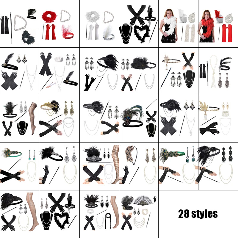 Años 20 Damas Gatsby Vestido Elegante Accesorios Aleta Charleston Disfraz Conjunto Niña Foto 4 de 4