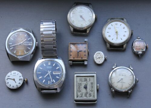 Lot of (10) Mechanical Watches Bulova Seiko Timex AS IS NEEDS TLC - Afbeelding 1 van 4