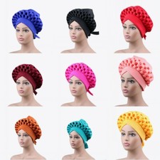African Headtie Cap Women's Solid Color Semicircle Stereoscopic Weave Turban Hat