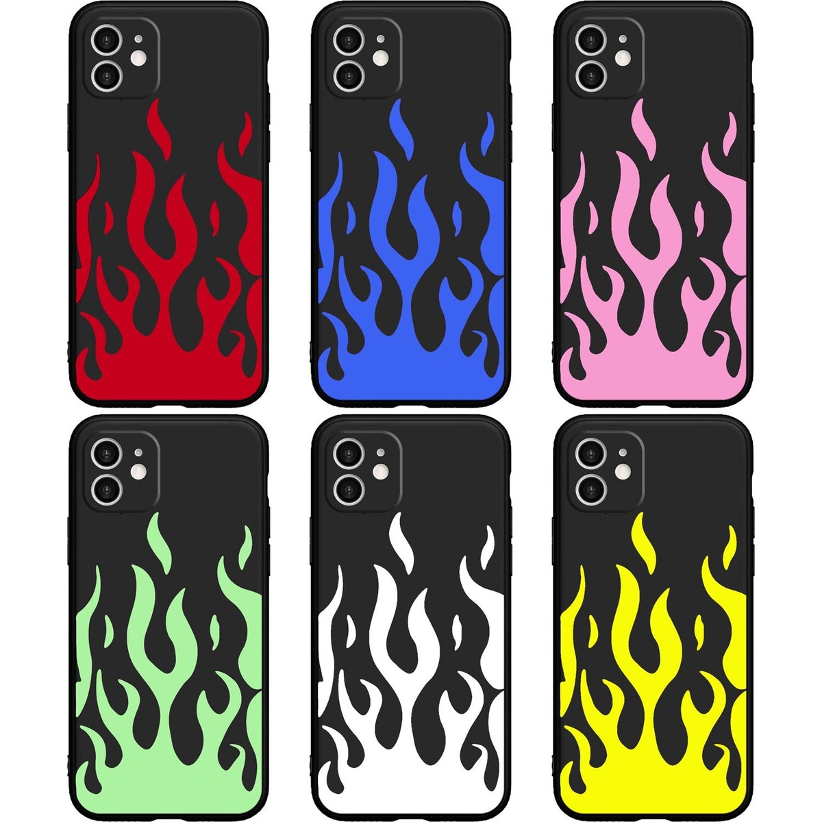 Pink Green Flame Red Flames phone case For iphone 13 11 14 12 Pro Max XR 6  7 8 + | eBay