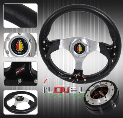 320mm Steering Wheel Black Inner Grip Trim W/ 1.5'' Slim Jdm Quick Release