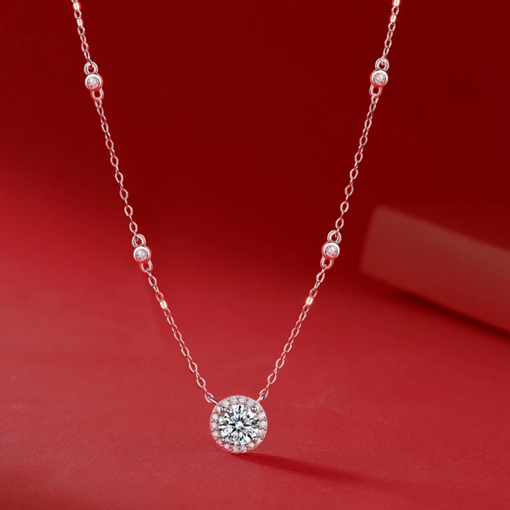 New Silver Necklace Diamond Pendent Best Gift For Women VVS1 D