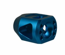 BLUE Compact Tanker Muzzle Brake Compensator Low Concussion 1/2x28 TPI For 223