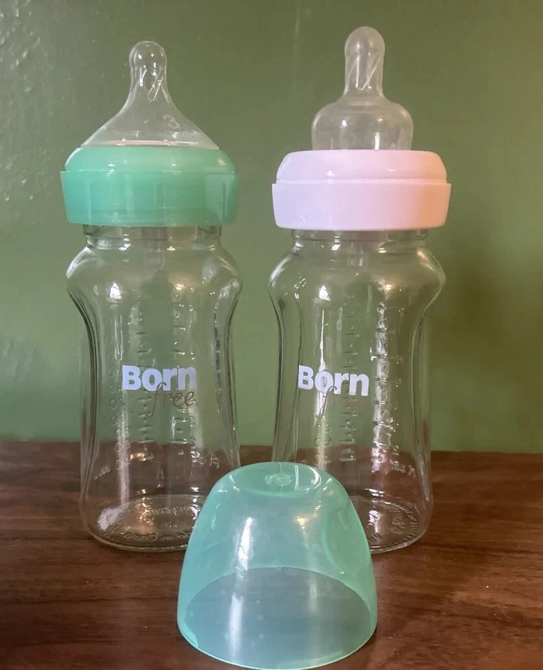 2 Born Free 全新智能玻璃瓶通风 9 盎司 0 个月以上 减少绞痛 — 第 3/4 张图片