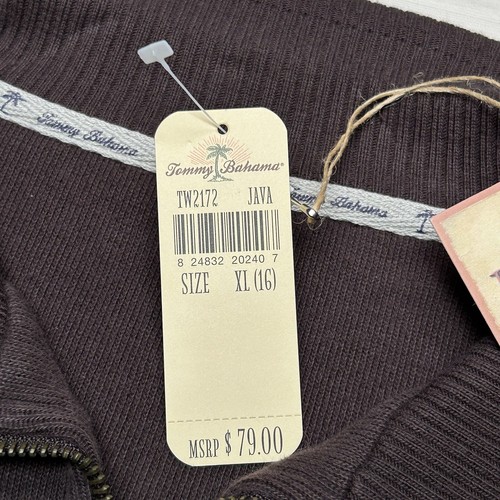 NEW Tommy Bahama 1/4 Zip Pullover Sweater Size YOUTH XL (16) Java Brown Older - Picture 11 of 12
