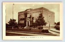 Postcard New York Long Island Baldwin Public School PS 4 1930s Unposted