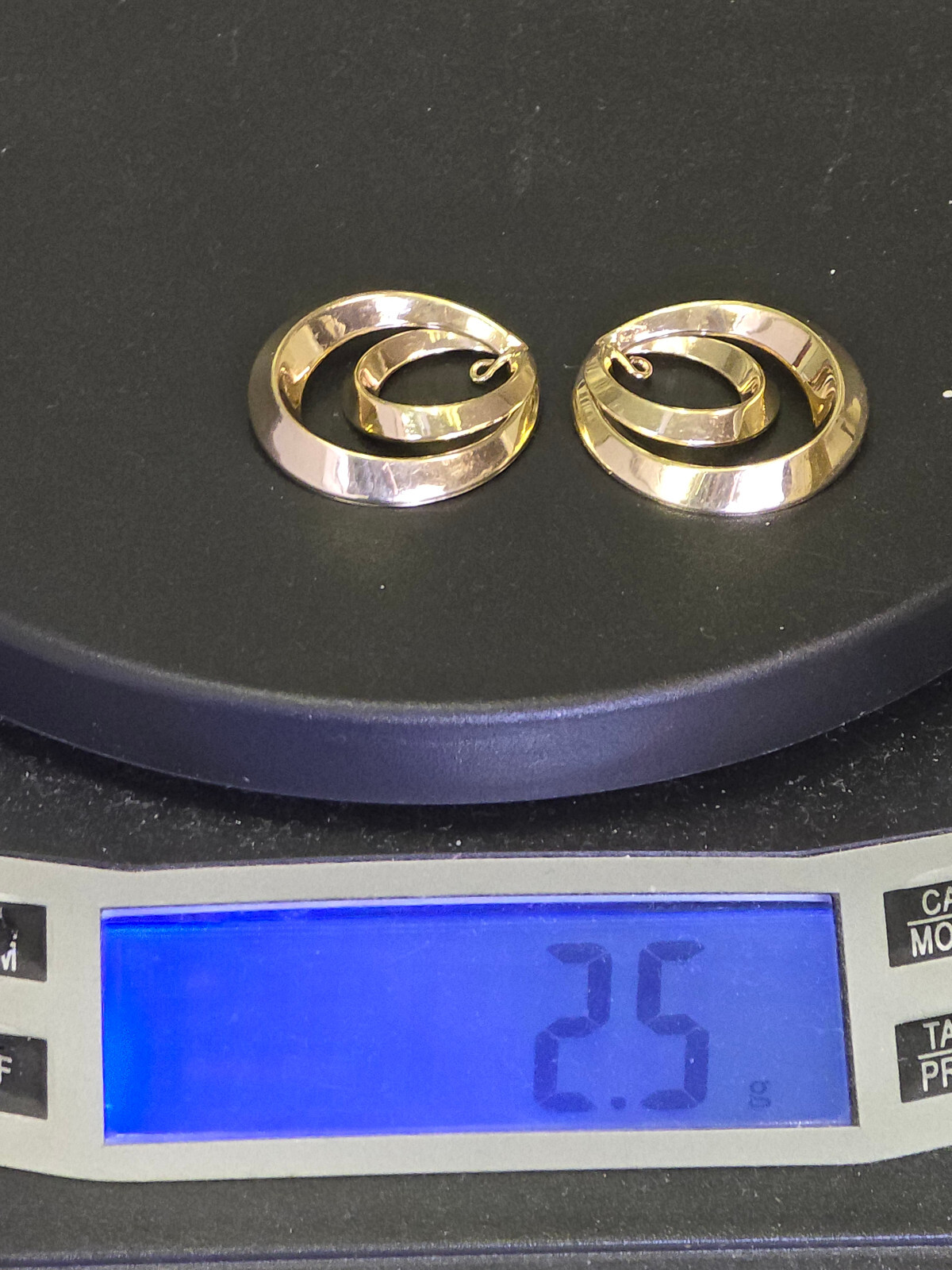 SOLID 14K GOLD DOUBLE HOOP EARRING JACKETS ~ 1" /… - image 11