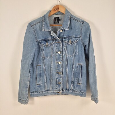 Volcom x Georgia may jagger womens denim jacket size 8 blue long sleeve 051262