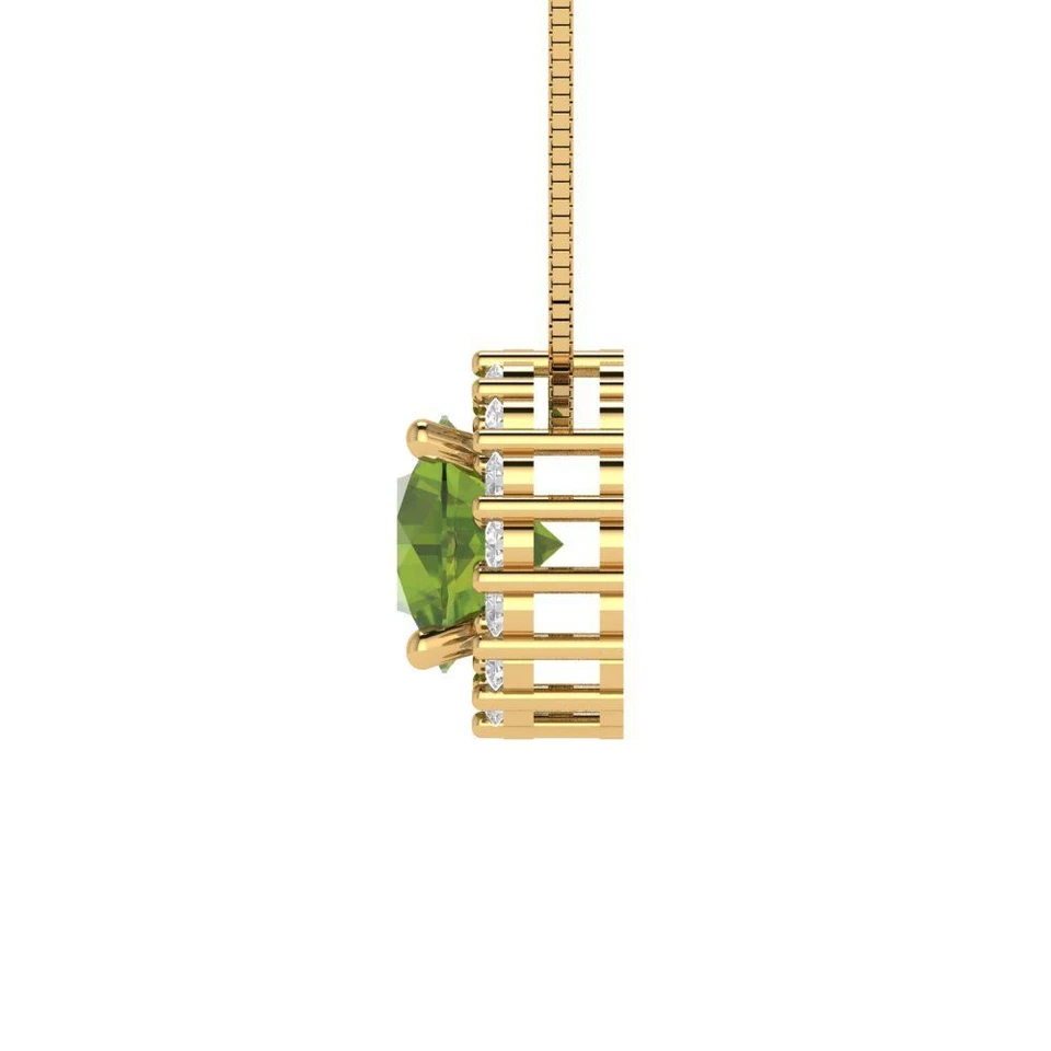 1.16 cttw Silver Pendant and 16" Necklace - Yellow Gold Plated - 6.5mm Peridot - Image 3 of 4